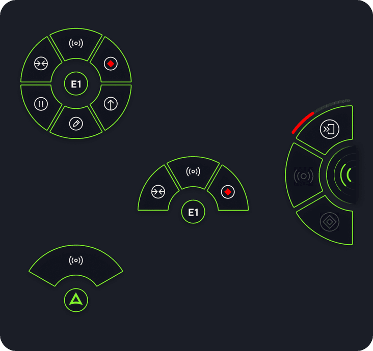 The Command Tablet's radial gesture menus for wayfinding, PAR checks and evacuation